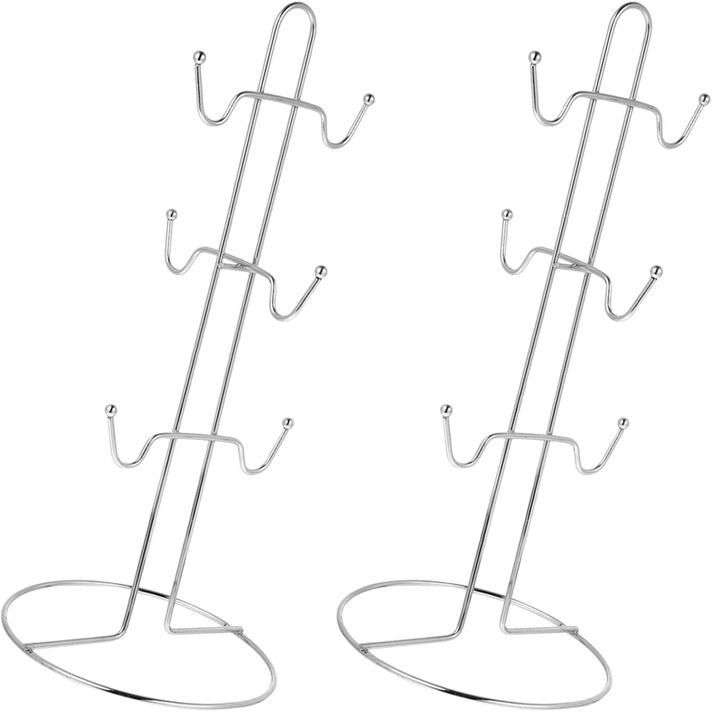 

2 Pcs Glass Coffee Mugs Cup Holder Countertop Tree for Stand Hook Organizer Tea