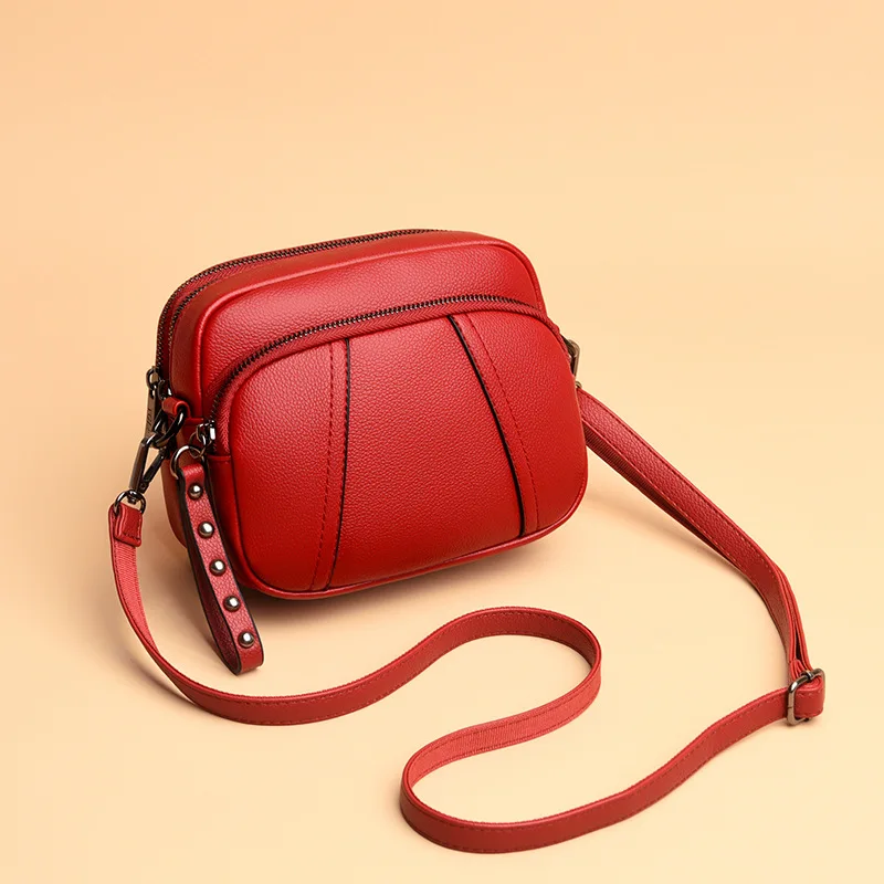 Solid Color Fashionable Rivet Zipper Women's Mobile Phone Bag