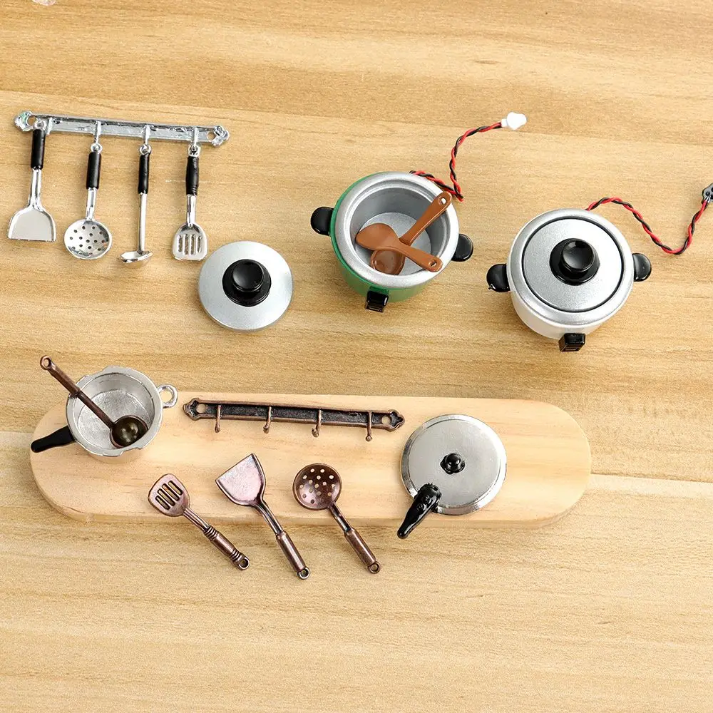 Simulation Mini Cutlery Set 112 Scale Spoon Pot Miniature Cookware Dollhouse Furniture Doll