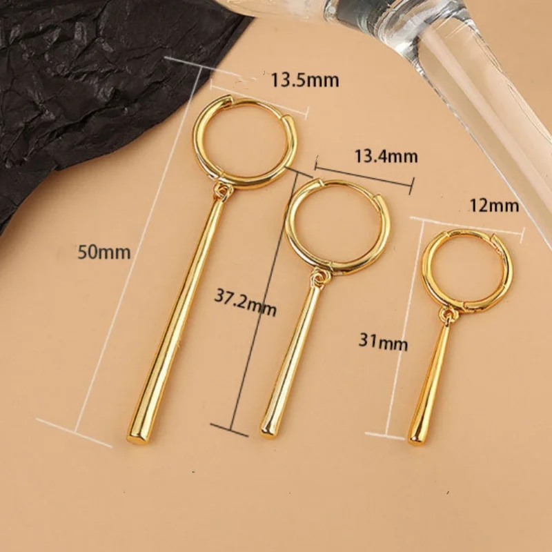 Long Strip Hoop Earrings for Women Water Drop New Trendy Statement Earring Jewelry Accessories