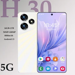 H30 5G Smartphone Face Unlock 7.3 Inch 16GB+1TB 8000mAh 50MP+108MP Dual SIM Dual Standby Android 13 Original Mobile Phone