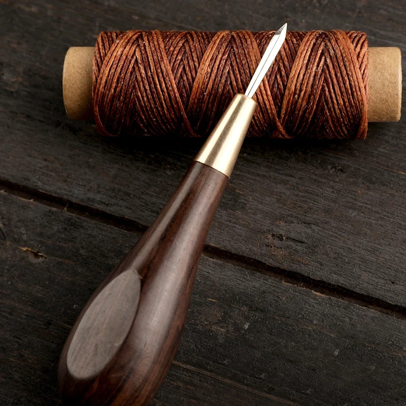 Fenrry Leather Stitching Awl Diamond Shape Ebony Hand Sewing Awl DIY Stitcher Taper Blackwood & Brass Craft Tool 1Pc leather tools,leather craft tools,leather craft tool