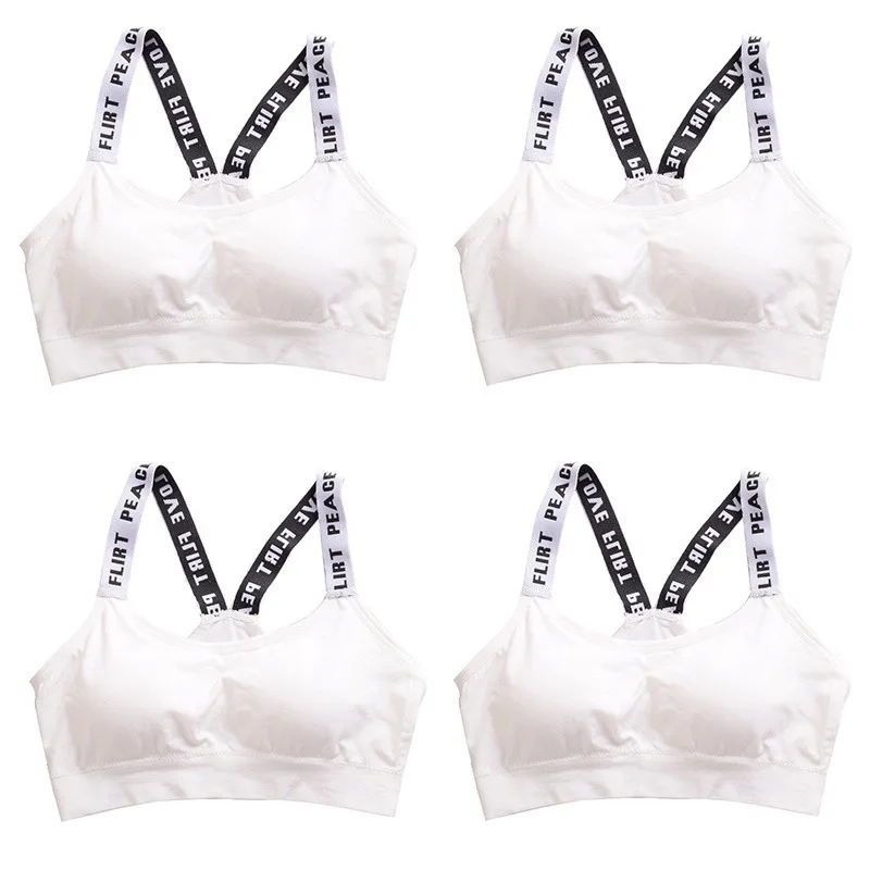 4Pcs Sexy Brallete Sports Bra Yoga Bra Gym Padded Women's Underwear Seamless Wrapped Checst Letter Pattern Non Wired Ladies Ling
