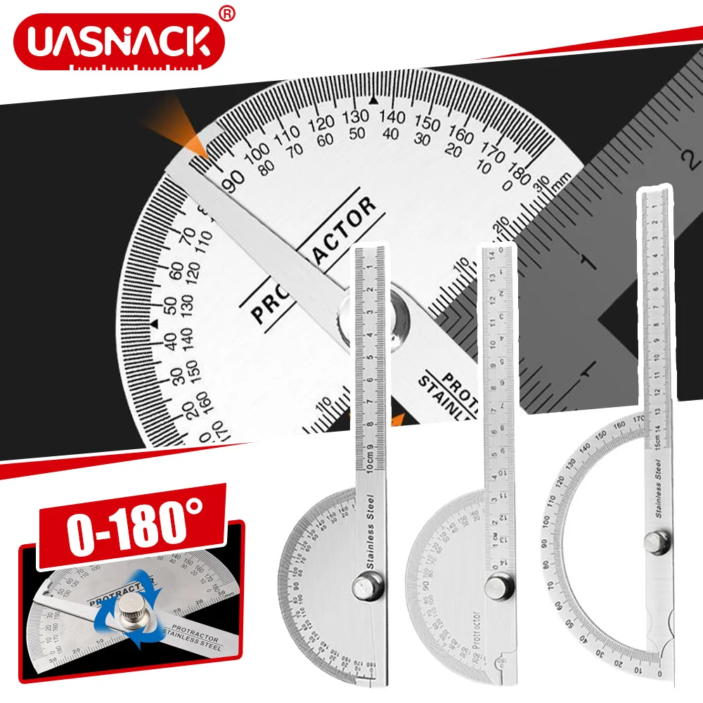 0-180-Angle-Ruler-Protractor-Metal-Finder-Goniometer-Stainless-Steel ...