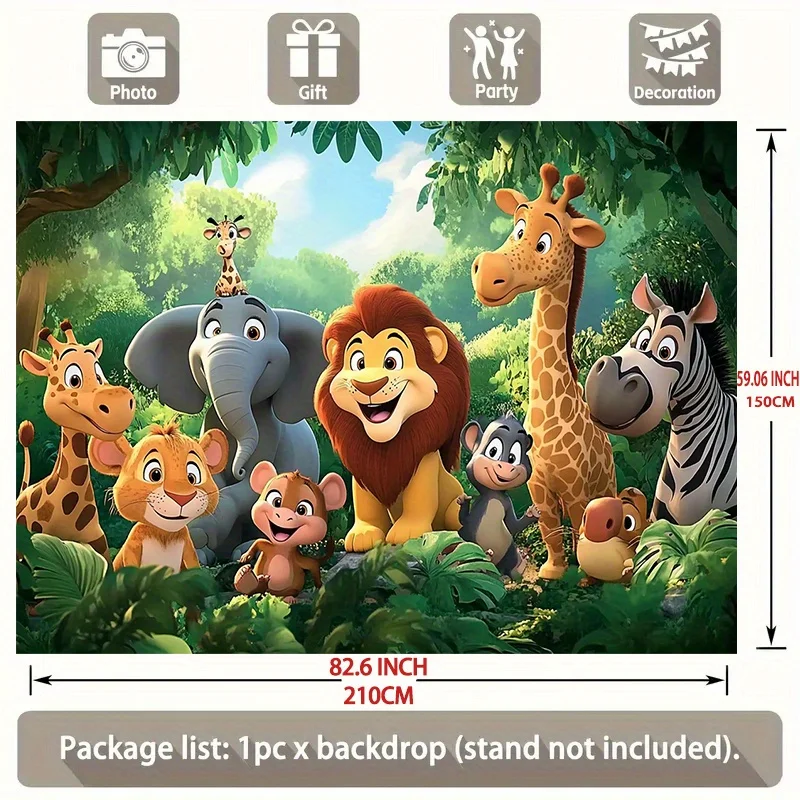 1-Dschungel-Safari-Party-Hintergrundbanner – geeignet für Geburtstage, Feiertage, Partys, mehrere Größen zur Auswahl – Detail 8