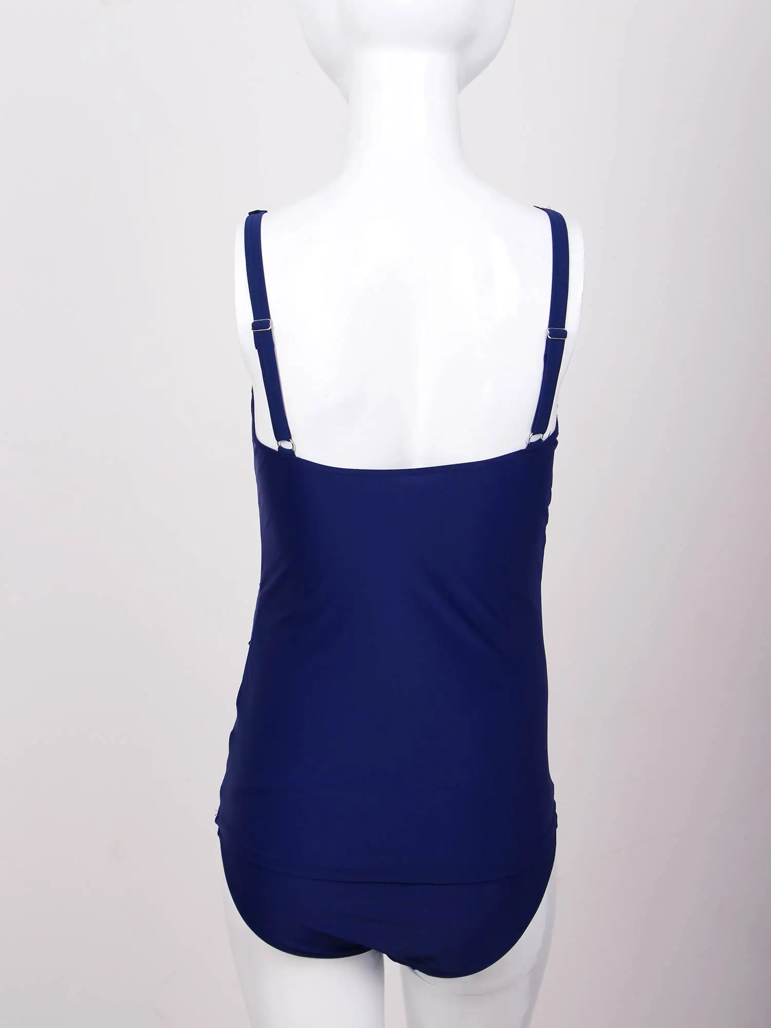 Maternity Sleeveless Stripe Swimwear Bodysuit with Briefs Pregnant Women Adjustable Straps Removable Chest Padded Swimsuit