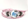Style Funny Bfb X And Four,Pink Leather Bracelet Glass Cabochon Button Multilayer Bangles Wristband Gift 4