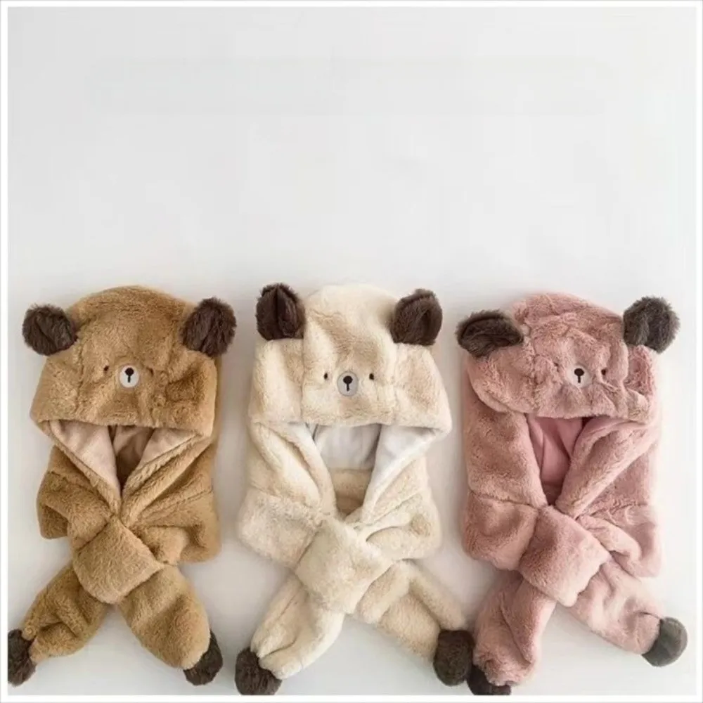 Winter Baby Hat Scarf Faux Fur Windproof Hooded Neck Protection