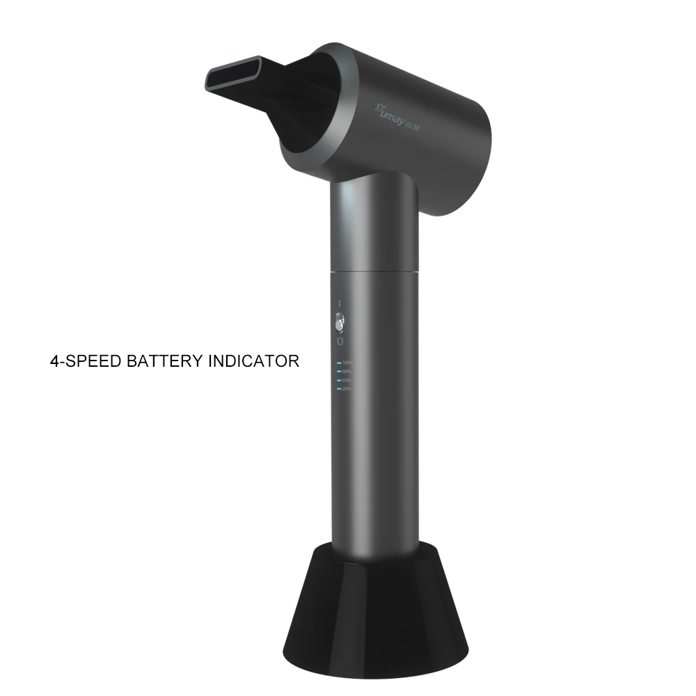 Cordless Hair Dryer Hot Wind and Natural Air Adjustment Rechargeable LED Battery Display Pet Students Baby Office Worker Use