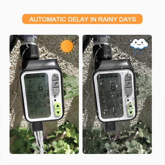 Eshico HCT-355 Un arroseur automatique de fleurs à détection de pluie pour balcon de jardin Contrôleur d'irrigation d'arrosage intelligent à grand écran 3