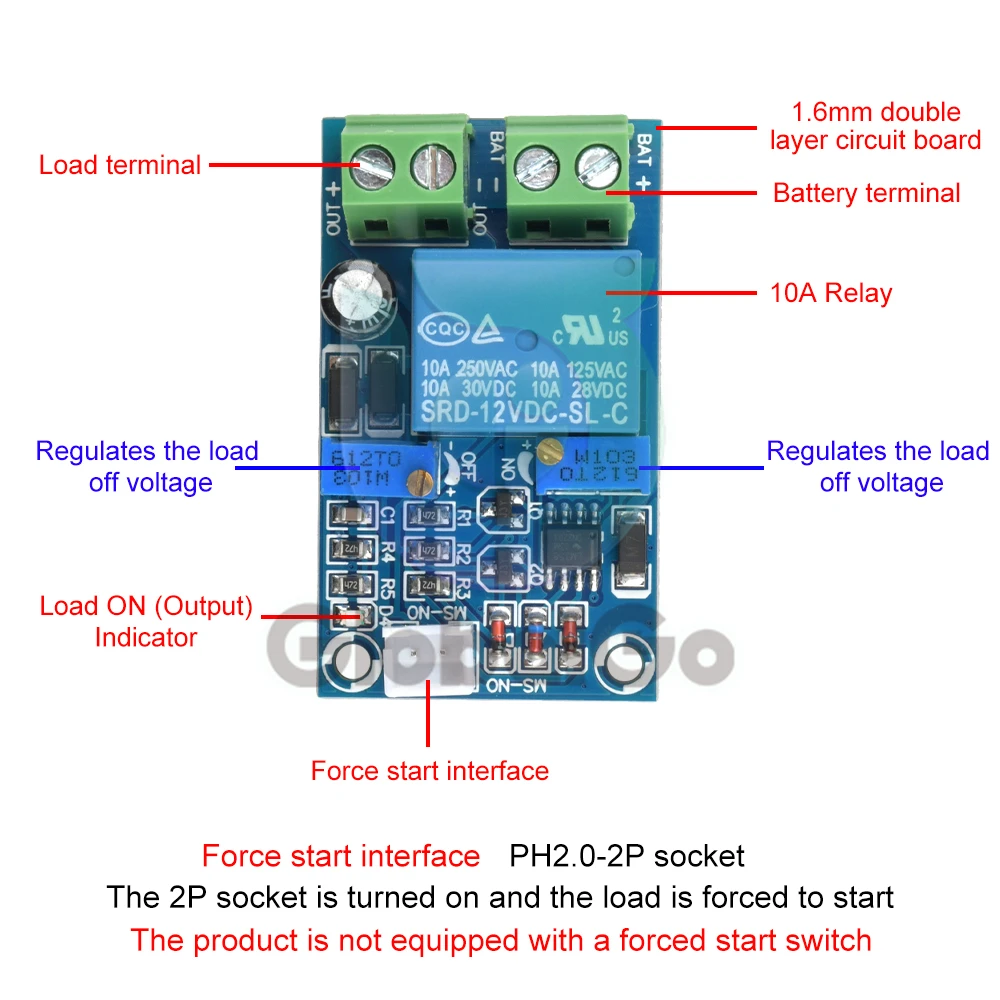 12V Battery Low Voltage Cut off Automatic Switch Recovery Protection