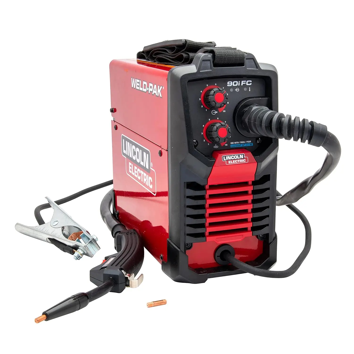 

Lincoln Electric 90i FC Flux Core Wire Feed Weld-PAK Welder, 120V Welding Machine, Portable w/Shoulder Strap, Protective Metal
