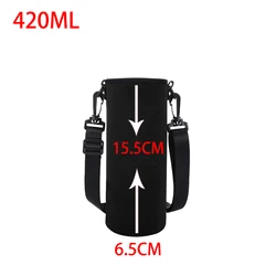 Insulated Neoprene Sports Water Bottle Holder Sleeve (Black - 420ml)
