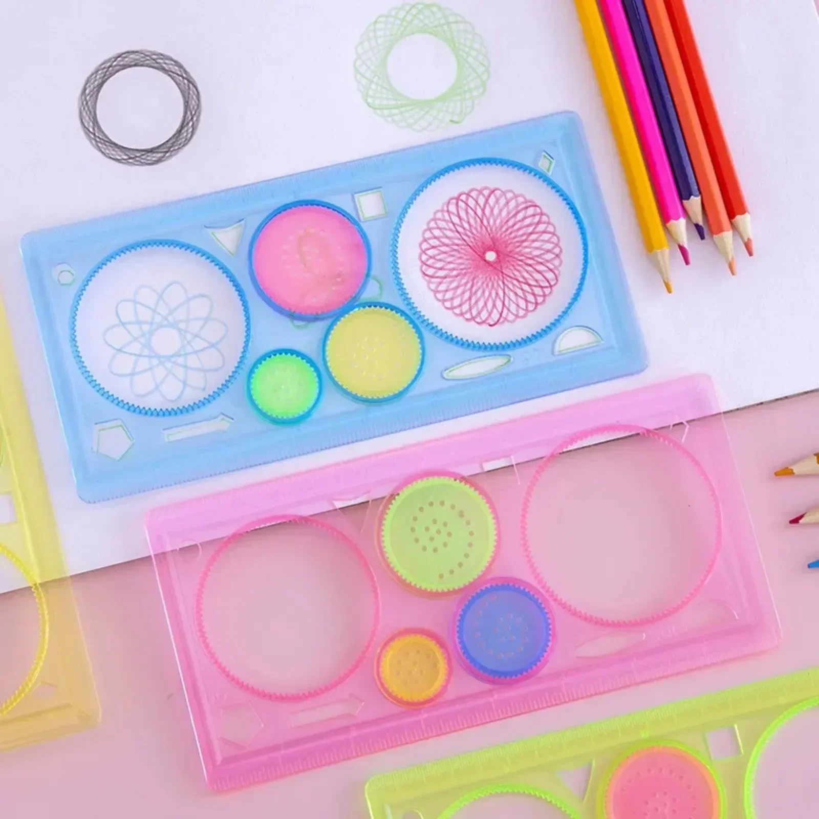 Creative Kids' Puzzle Colorful Drawing Ruler Set Learn Drawing Rule Students' DIY Tools 1pack/lot ruler set drawing ruler