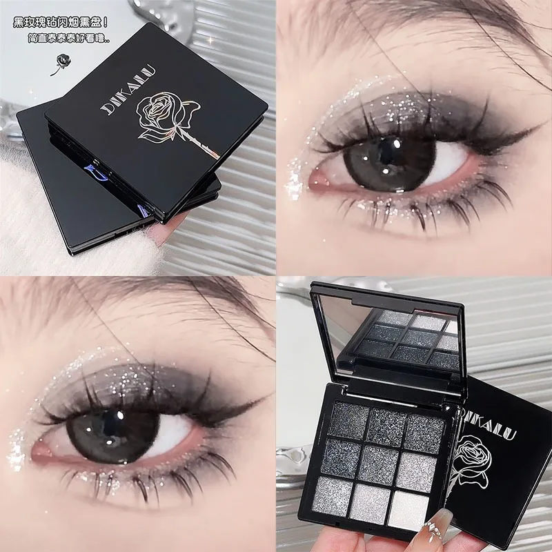 Description Picture 6 of itemDark Rose Eyeshadow Palette Black Eye Makeup Palette Long Lasting Glitter Eye Shadows Korean Party Cosmetics Make Up Palette