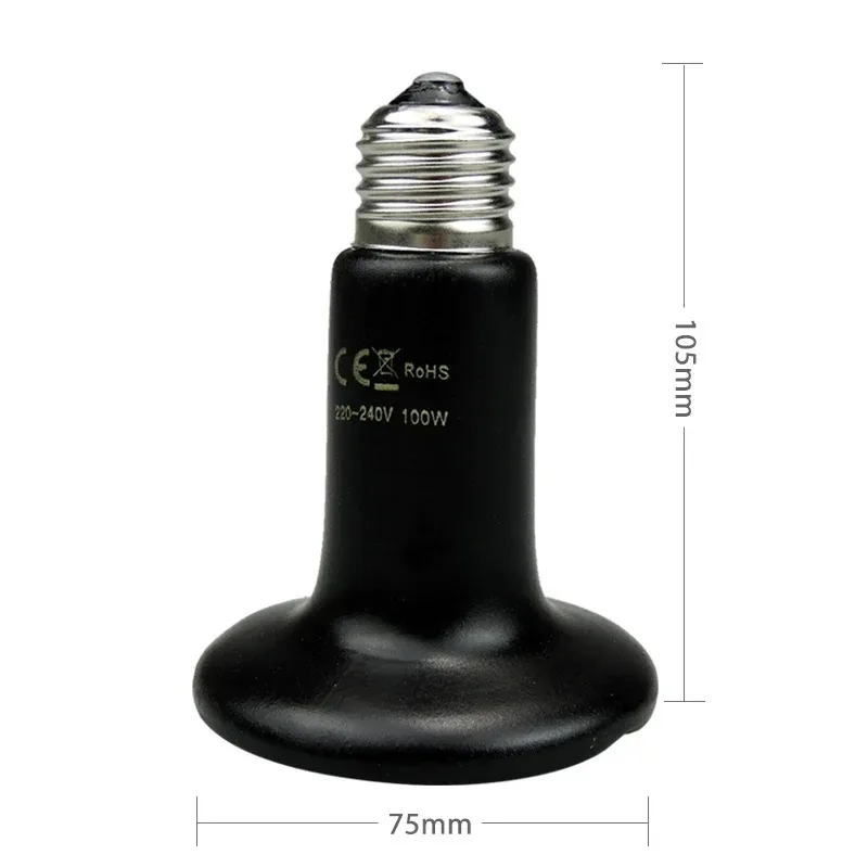 Reptile Heating Lamp Reptile Light Bulb Reptile Lamp Bulb Poultry Heating Bulb Heating Lamp Bulb Ceramic Emitter Heat Lamp Bulb Pet Heating Light Bulb Infrared Black for Ceramic Heate Reptile Animals Heater Brooder Chocadeira
