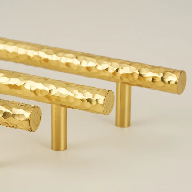 มือจับตู้เสื้อผ้าทองเหลืองแท้ ลายตอก มือจับตู้สีทอง มือจับลิ้นชักแบบรูเดียว อุปกรณ์ฮาร์ดแวร์เฟอร์นิเจอร์ 1