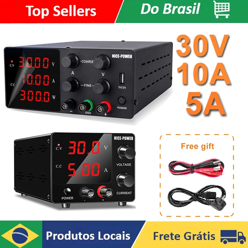 Fonte De Alimentação De Bancada 300W 150W Banco De Potência 30V 10A 5A Banco De Potência Noberak Laboratório Ajustável Laboratório DCPower Supply Fonte Keyed Do Brasil