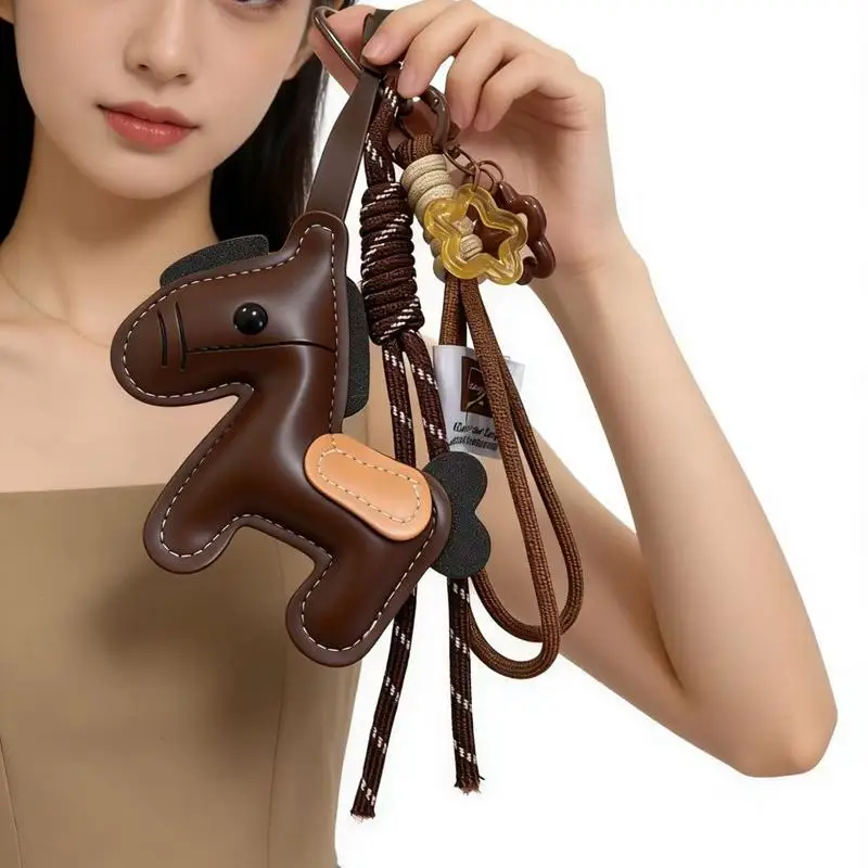 Y2K Vintage Leder-Pony-Taschenanhänger Pferde-Jahres-Maskottchen Schlüsselanhänger Vielseitiger Schlüsselring Anhänger Schlüssel-Dekoration Neujahrsgeschenke – Detail 5