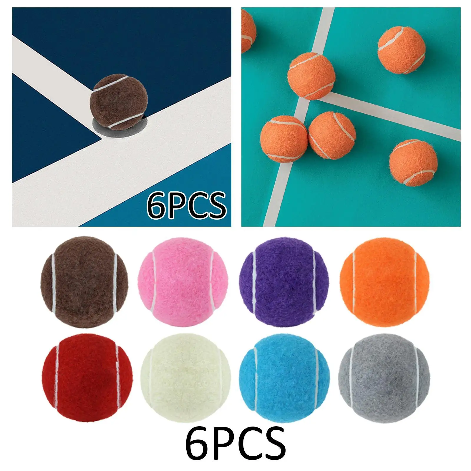 6Pcs Tennis Balls Training Balls 6.4cm Diameter for Beginner Training for Enthusiasts Racquet Sports Activities