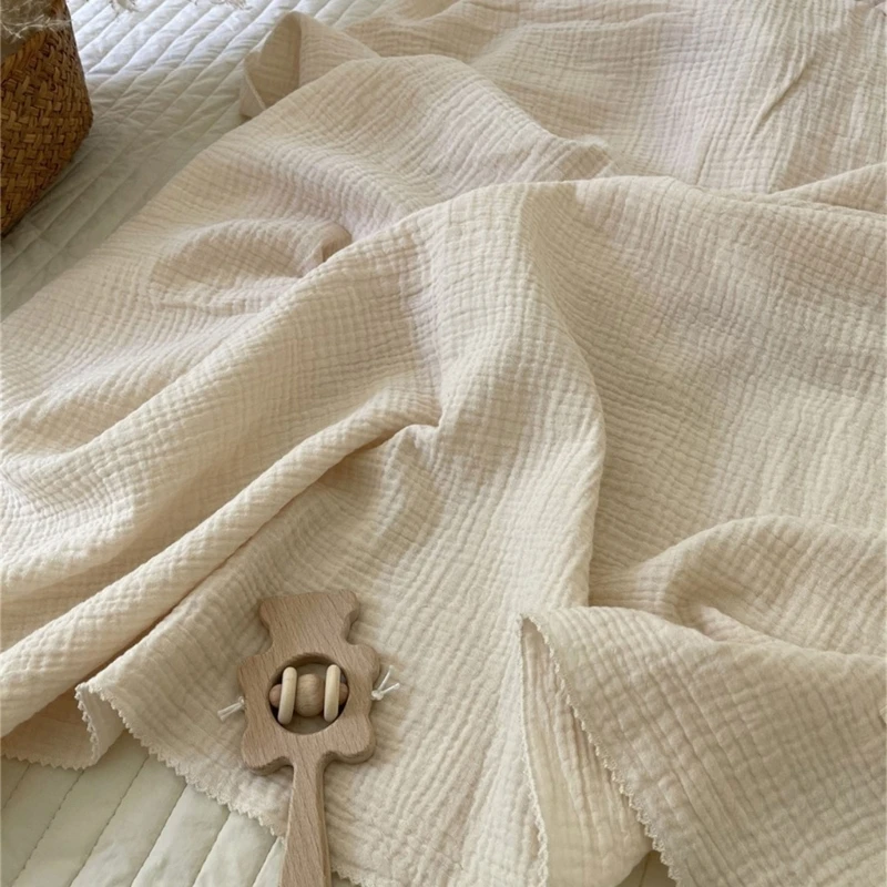 Pure Cotton Muslin Baby Blanket Solid Color Lace Edge Newborn Swaddle Wrap Infant Receiving Blanket Double Layers Kid Bath Towel