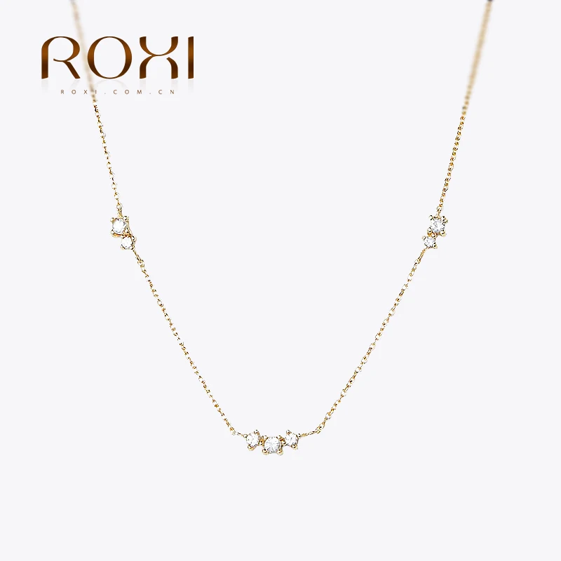 ROXI Triple Zircon Diamond Necklace 925 Sterling Silver Stacked Daily Match Ladies Versatile Clavicle Necklace Accessories Gift pendant necklace silver necklace silver pendant silver necklace charms