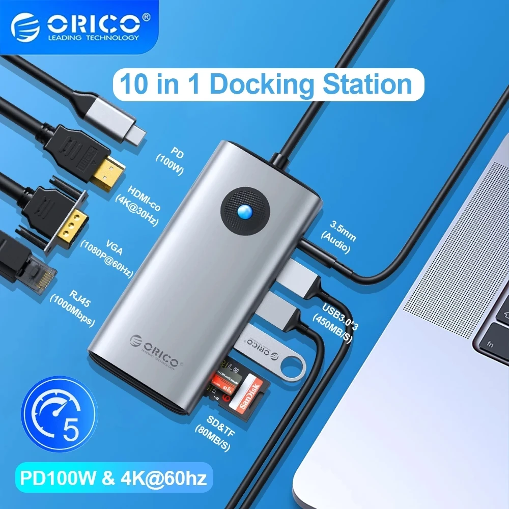 ORICO-USB-C-HUB-Type-C-To-HDMI-compatible-USB-3-0-Adapter-Ethernet-Port ...