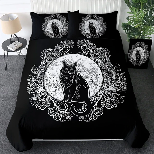 Gato Angora Negro Funda Nordica Cama 90 Animal Funda Nordica 135x200 cm con  2 Funda Almohada 50x75 cm, Transpirable Esponjoso Microfibra Juego de Cama  de 3 Piezas con Cremallera : : Hogar y cocina