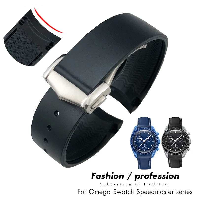 

20mm 22mm 19mm 21mm Rubber Silicone Watchband for Omega Moon Seamaster Speedmaster Planet Ocean Pointed Buckle Watch Strap