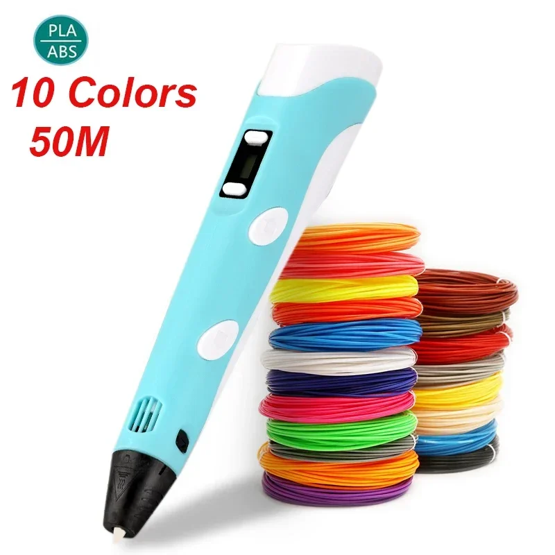 LED Screen 3D Printing Pen with PLA Filament for Creative Design and Drawing - Perfect Gift for Kids