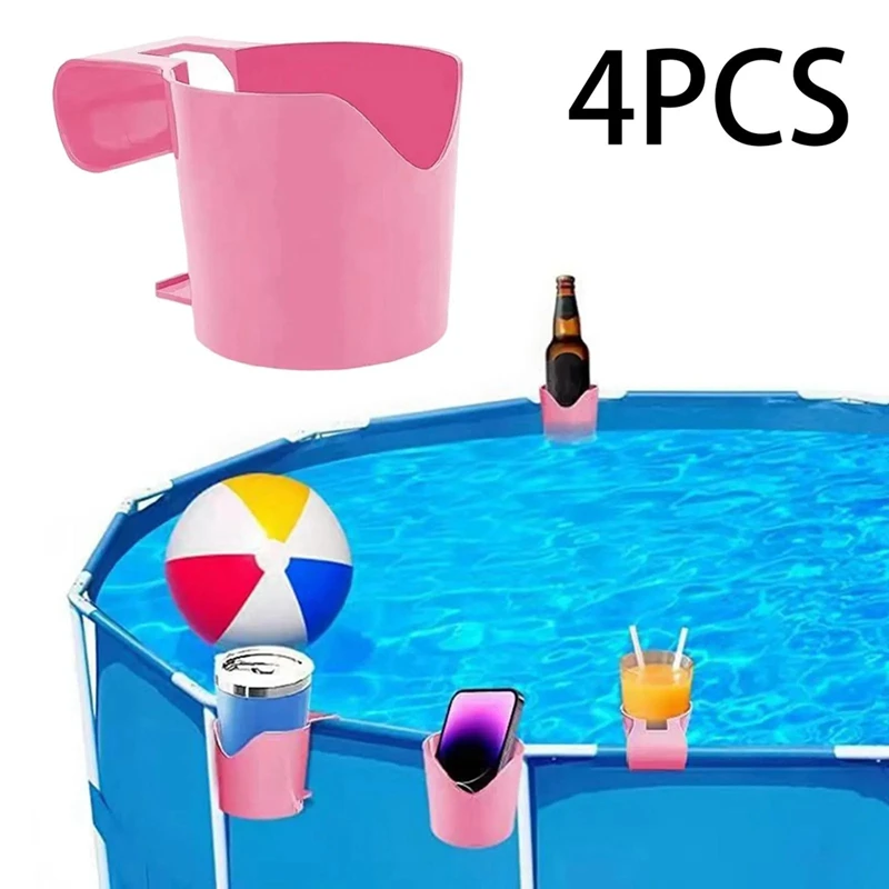 

4 Piece Poolside Storage Basket Container Hook Above Ground Pool Cup Holders For Most Frame Pools