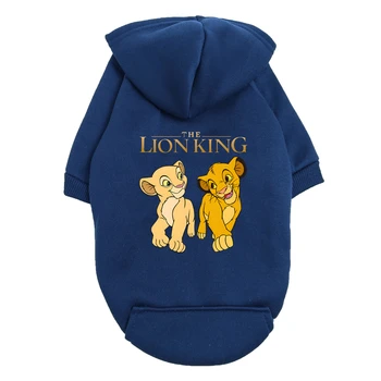 Lion King Dog Hoodie - Cute Simba Nala Puppy Sweater for Small Breed Dogs - Blue Fleece Pet Clothes Outfit