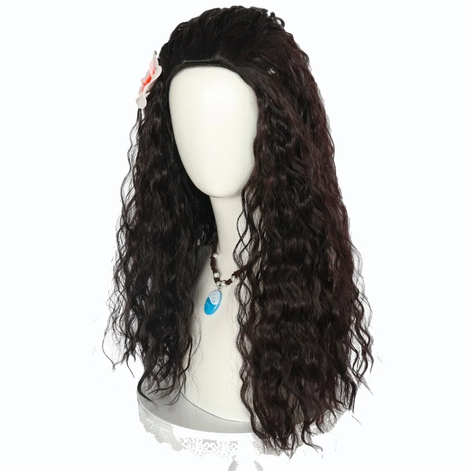 Mädchen Ozean Romantik Cosplay Perücke Prinzessin Moana Lange Welle Perücke Frauen Cosplay Kostüm Perücke Kopfbedeckung Halloween Party Kopfbedeckung Requisiten – Detail 4