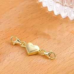 Magnetic Heart Jewelry Connector with Double Chain Lobster Clasp (Golden)