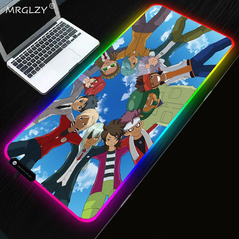 Tappetino Rgb Inazuma (Anime Mouse Pad Gaming Led Tappetino Per Laptop Pc Gamer Tappetino Per Mouse Completo Montato S Tastiere Antiscivolo Nootbook G