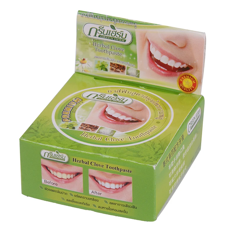 Color Toothpaste 1Pc Tooth Whitening Toothpaste Remove Stain Antibacterial Allergic Natural Herbal Clove Thailand Toothpaste