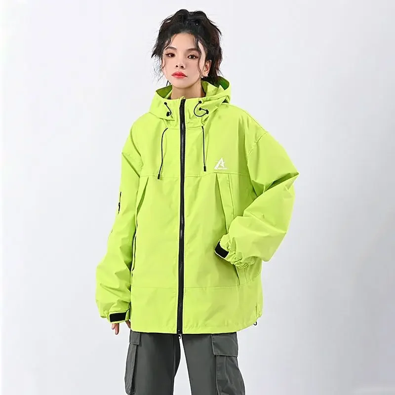 Oversized American Vintage Hooded Jacket Women Windbreaker Streetwear Sweatshirt Spring Autumn Coats Long Sleeve Waterproof New