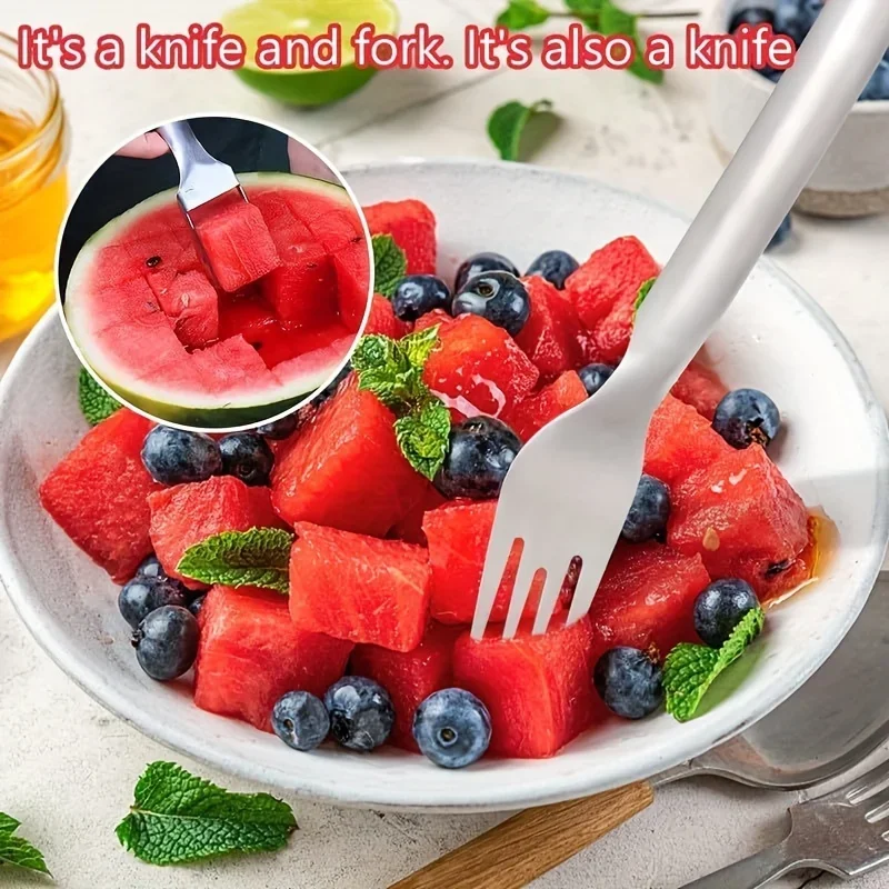 1pc 2-in-1 Creative Watermelon Slicer Stainless Steel Watermelon Fork Knife Fruit Divider fruit slicer,fruit knife,food slicer