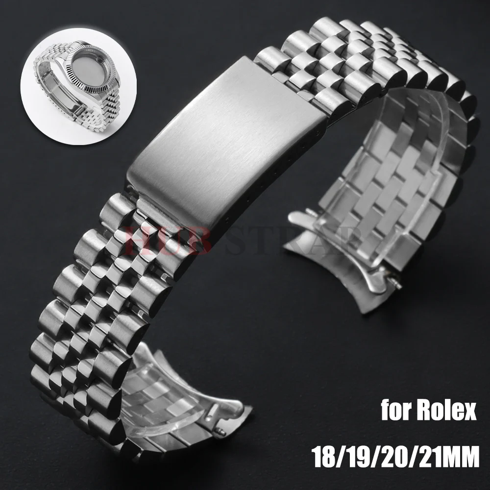 Elegant Solid Stainless Steel Watch Band - Sport & Business Bracelet with Curve End