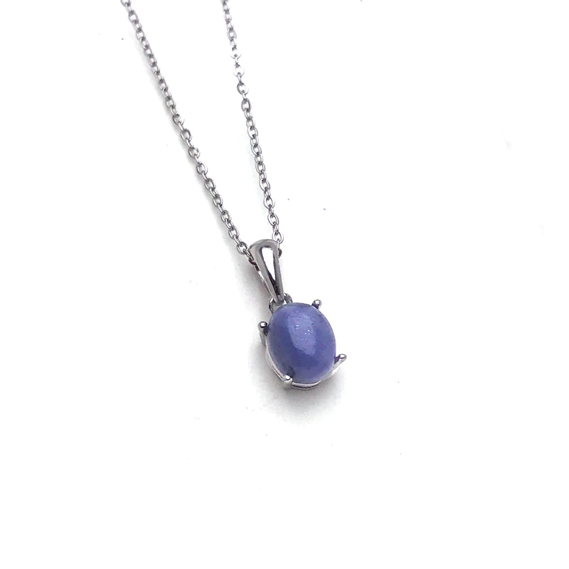 Natural Tanzanite Pendant Sterling 925 Silver Gemstone 7*9mm Necklace for Women Lady Wedding Party Trendy Jewelry Gift