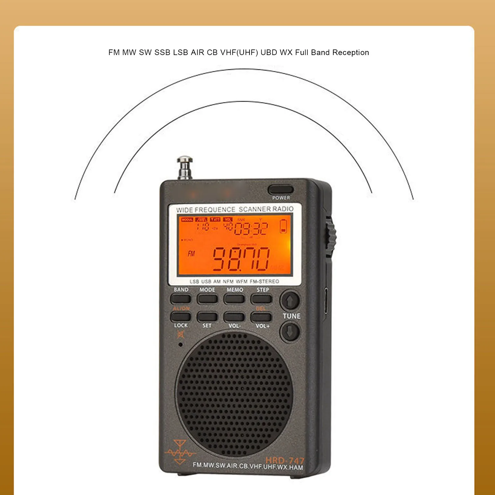 휴대용 DSP 수신기 풀밴드 수신기 FM MW SW SSB LSB AIR CB VHF UBD WX 휴대용 DSP 라디오 수신기 8Ω 1W 스피커 지원