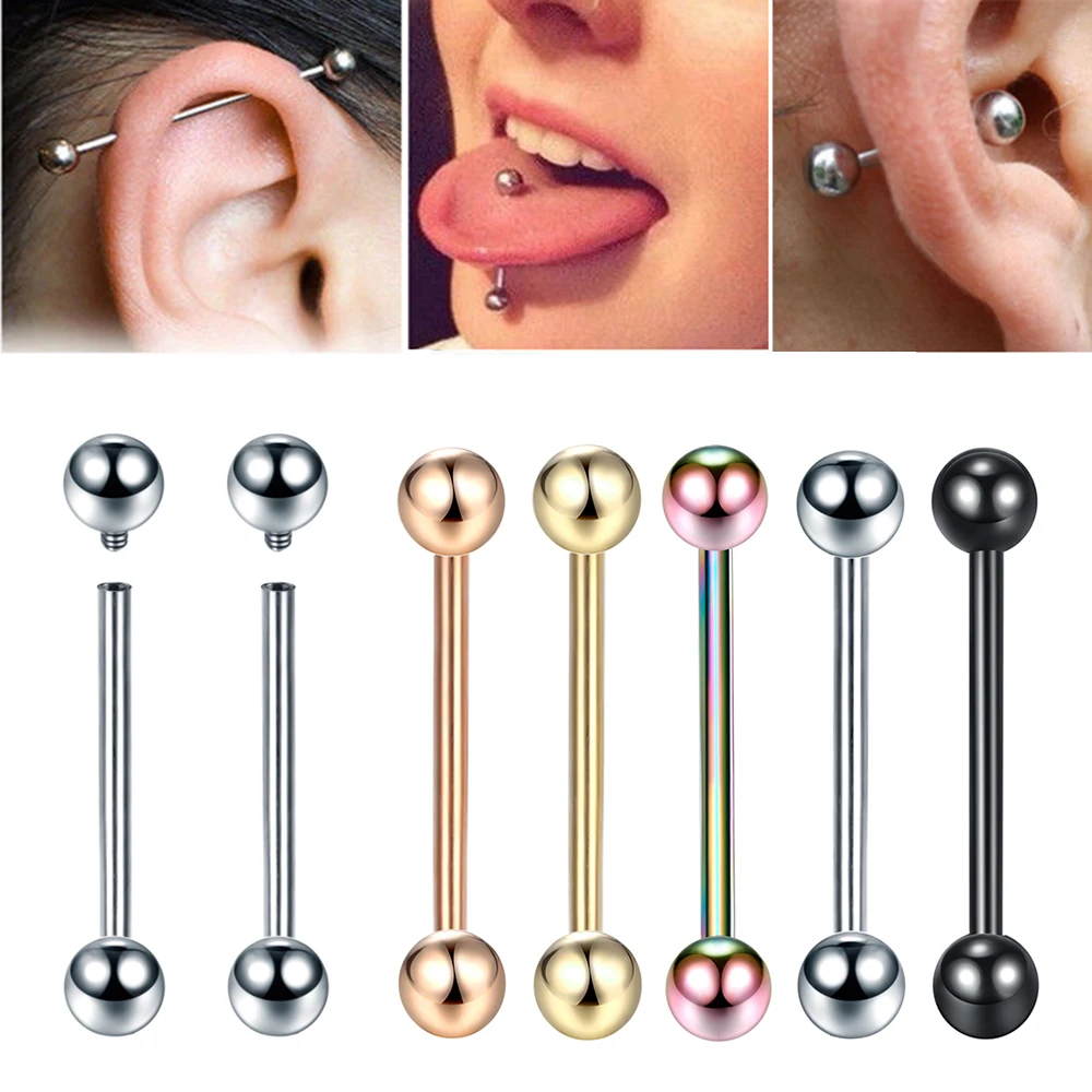 Boucles D'Oreilles Industrielles En Acier Titane Avec CZ – Lot De 6 Piercings Filetés – Pour Cartilage, Industriel, Lobe – Neuf Avec Étiquettes