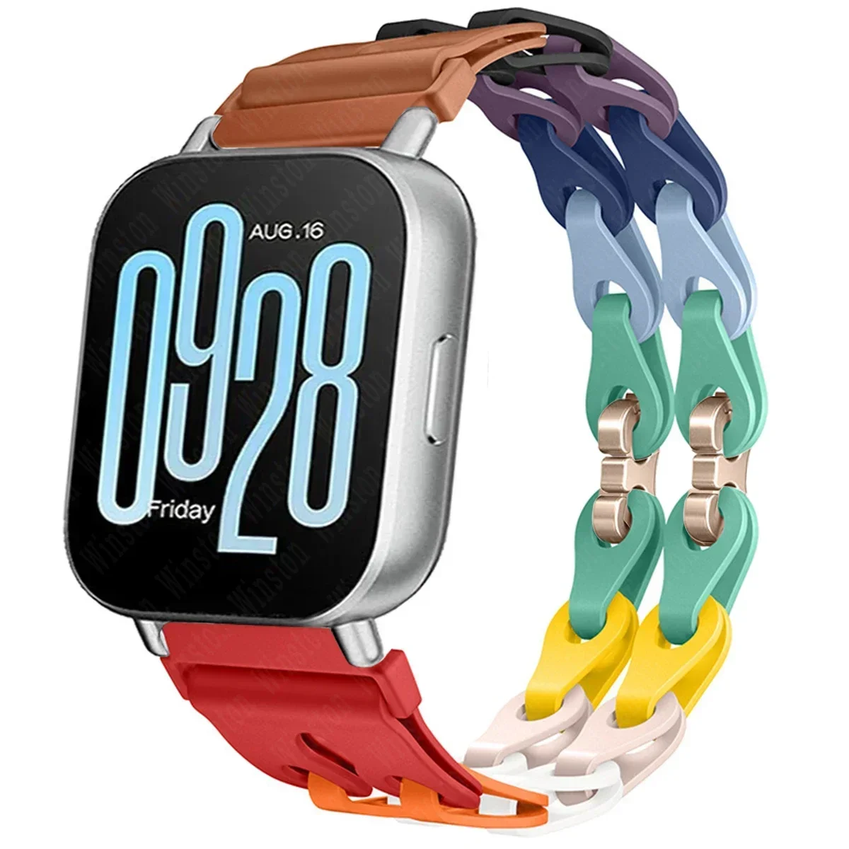 Stylish Chain Strap Silicone Band Bracelet for Smartwatch Replacement, 22mm Wristband