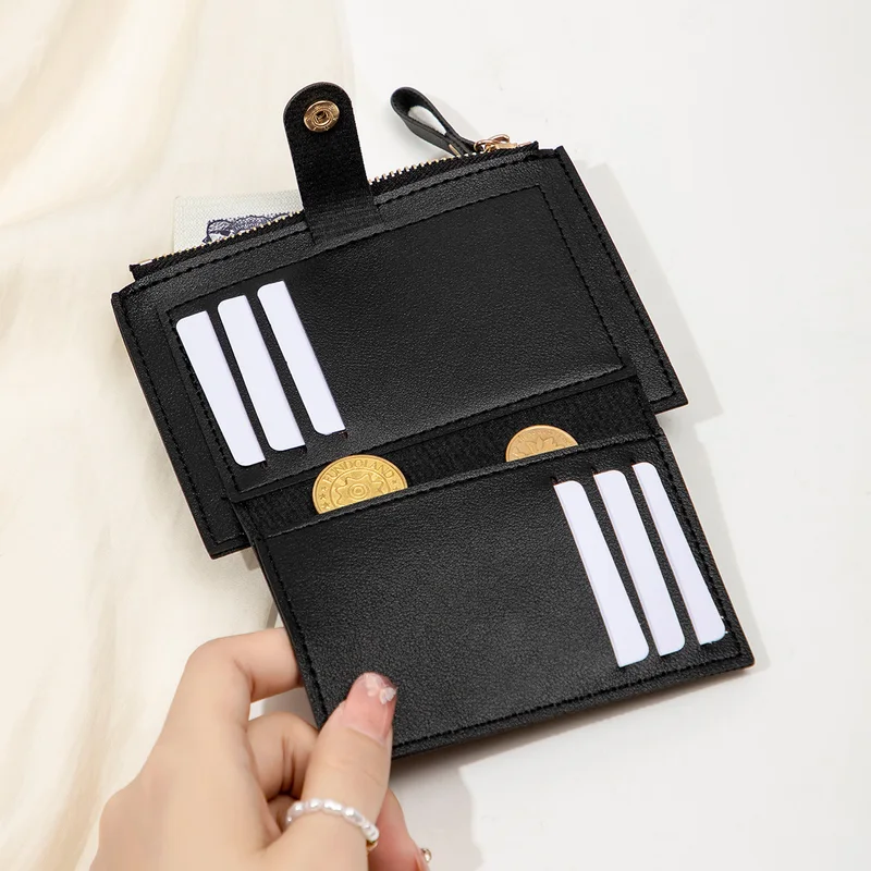 Minimalist and fashionable women' short card bag, ultra-thin mini PU leather...