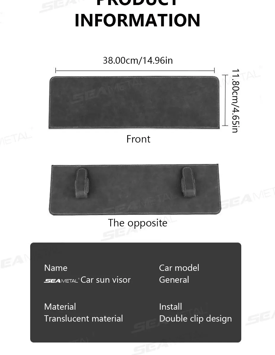 SEAMETAL Auto-Sonnenblende, Verlängerungspanel, Wildleder, blendfrei, Sonnenschutz, Schutzabdeckung, keine visuelle Blockierung, Sonnenblende, Plattenverlängerung – Detail 12