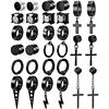2 Pcs/30 Pcs Magnetic Black Clip On Earrings Men Women Hoop Dangle Helix Earrings Stainless Steel Non-Piercing Set 1