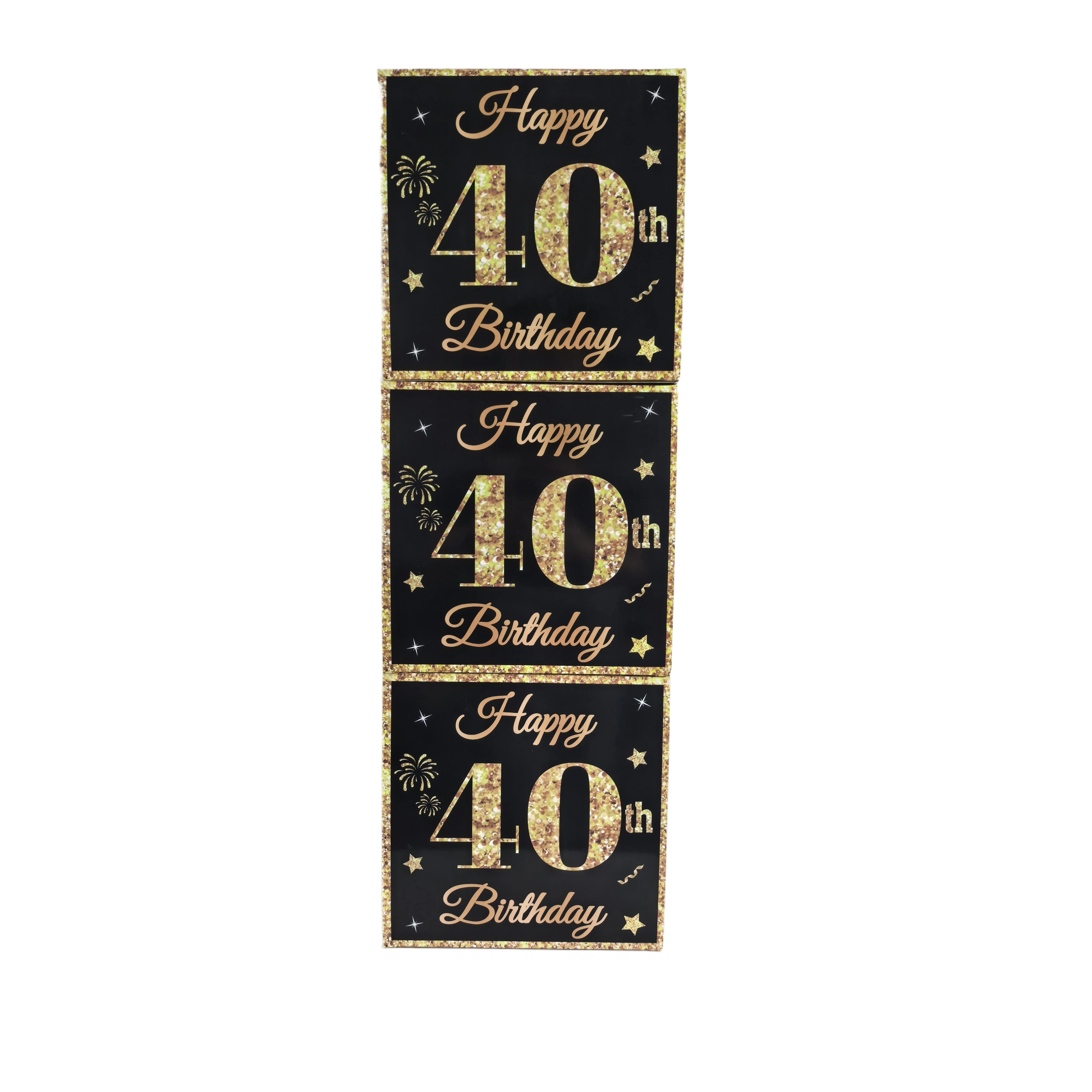 Elegant Gold & Black 40th Birthday Celebration Decor Set - Paper Banner & Balloons