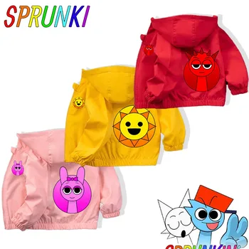 Sprunki PU Waterproof Jackets for Children Cartoon Anime Fashion Coats Boys Girls Autumn Winter Warm Windbreak Coat Kids Clothes 1