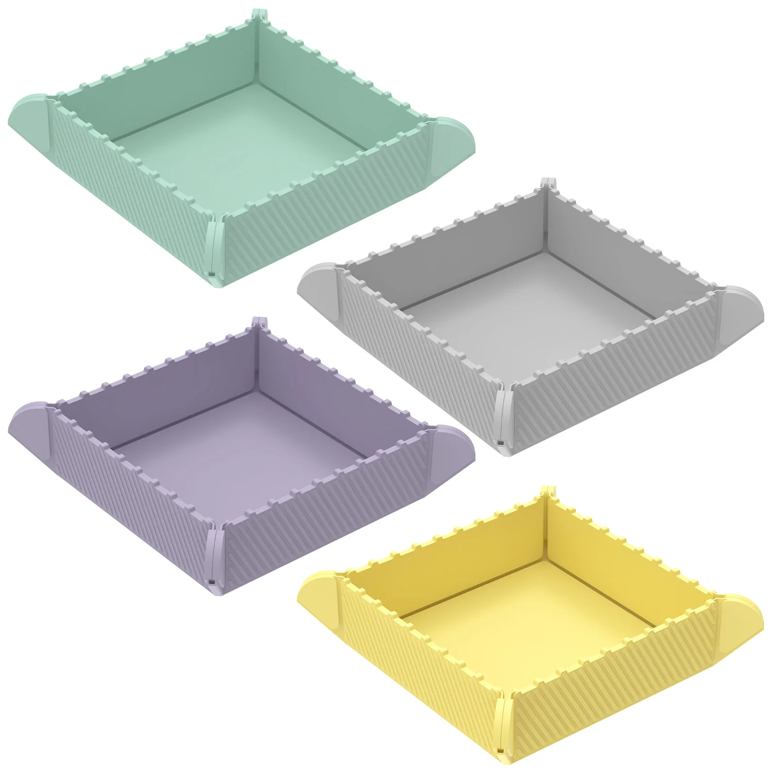 4PCS Silicone Camping Plates Portable Sturdy Dinner Plates Folding Silicone Easy to Clean Camping and Bowls Kit