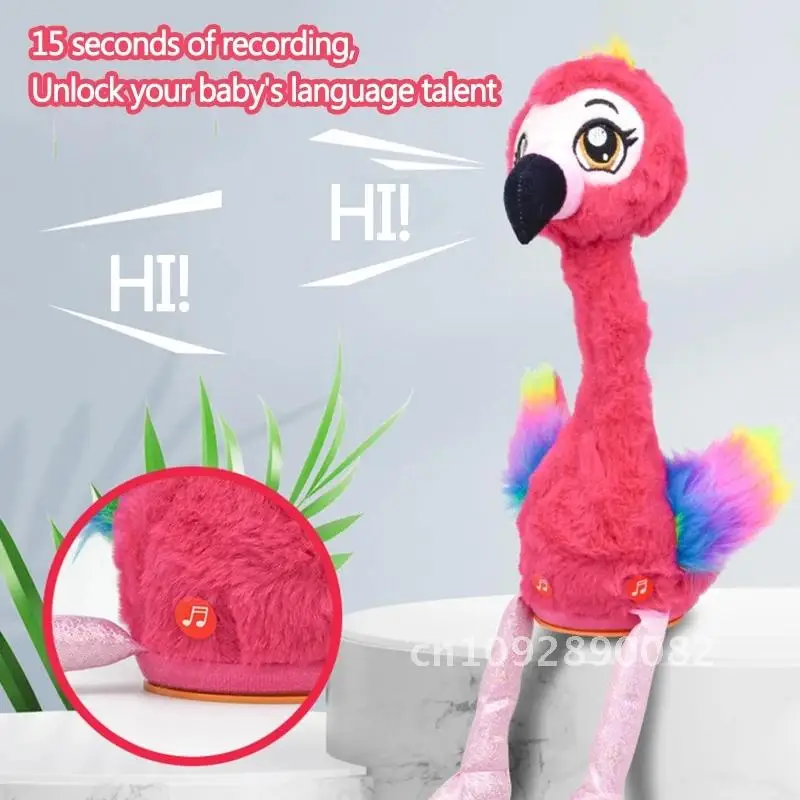 1 Pets Plush Flamingo Interactive Toy Figures Singing And Pink Pc Animals Toy Stuffed Flamingo Alive Dancing Interactive